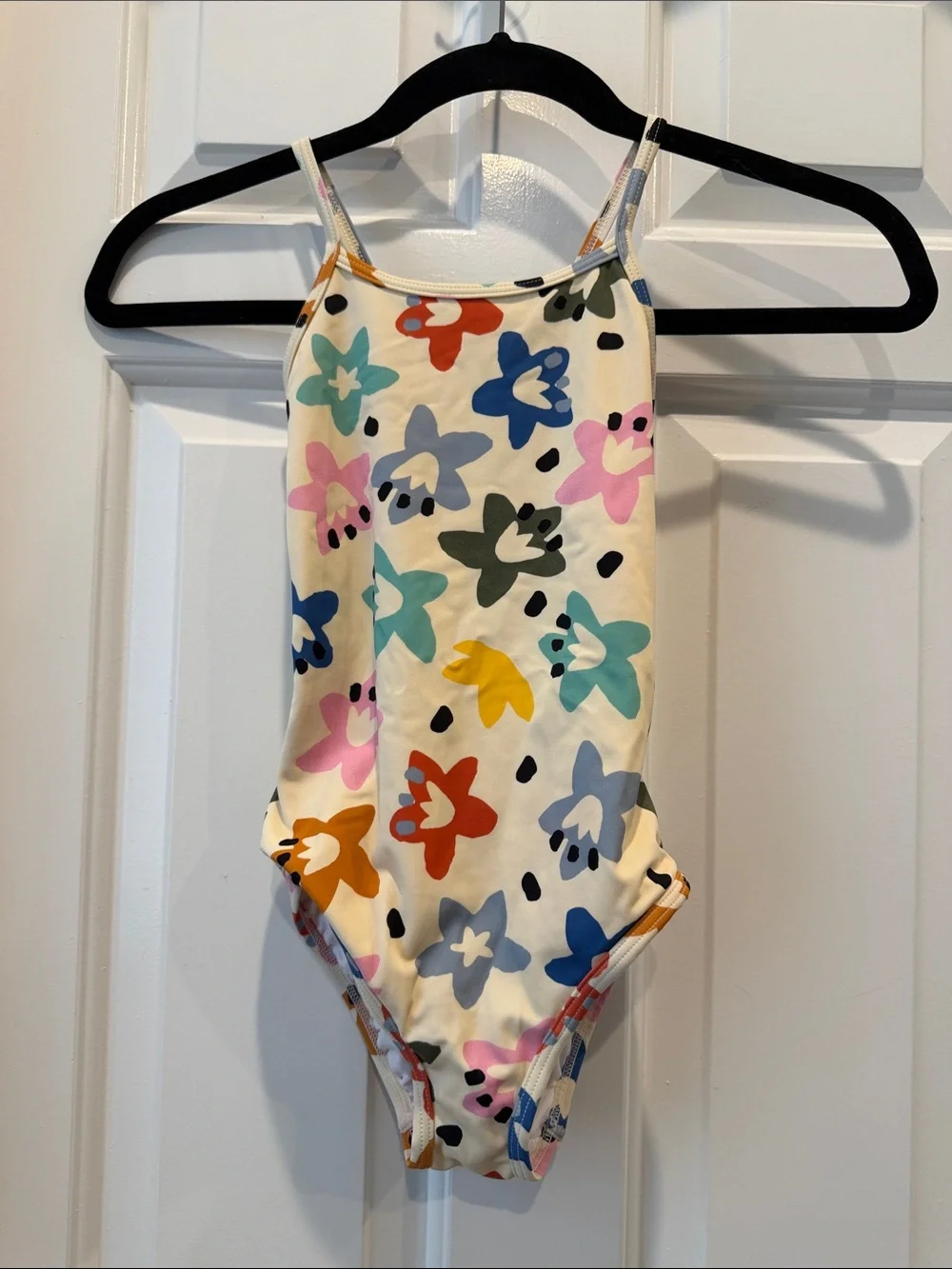 Hanna Andersson Kids Floral One-Piece Swimsuit in Cream Multicolor Flowers 6-7